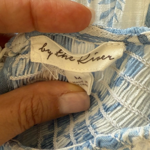 Anthropologie By the River Blue Floral Smocked Tiered Midi Dress M Cottagecore - Picture 10 of 13